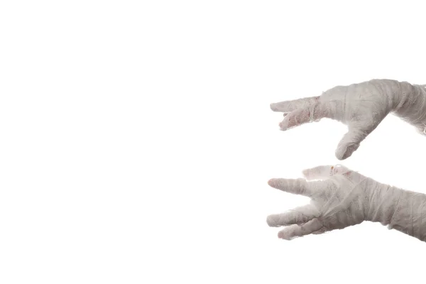 Png Χέρια Λευκό Επίδεσμο Απομονώνονται Λευκό Φόντο — Φωτογραφία Αρχείου