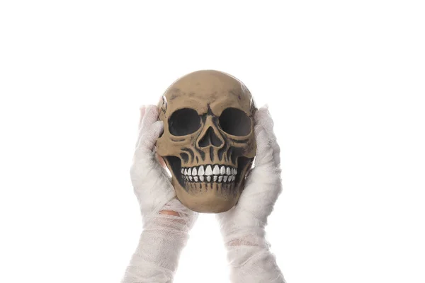 Png Skull Hands White Bandage Isolated White Background — Stock Photo, Image