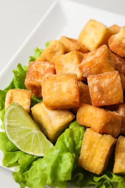 Sült Tofu Finom Ízletes Sült Ételek — Stock Fotó