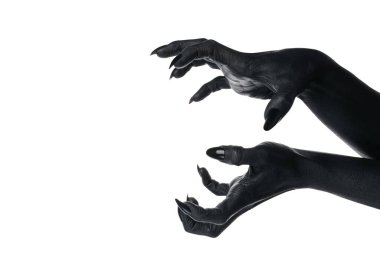 PNG, black painted hands, isolated on white background. clipart