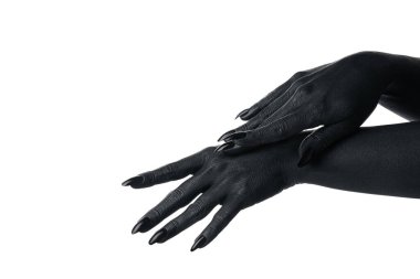 PNG, siyah boyalı eller, beyaz arka planda izole edilmiş..