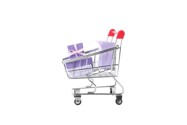 Png Shopping Basket Gifts Isolated White Background — Stock Photo, Image