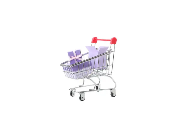 Png Shopping Basket Gifts Isolated White Background — Stock Photo, Image