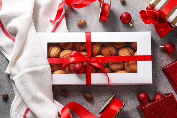 Cookies in the form of nuts, in a gift package