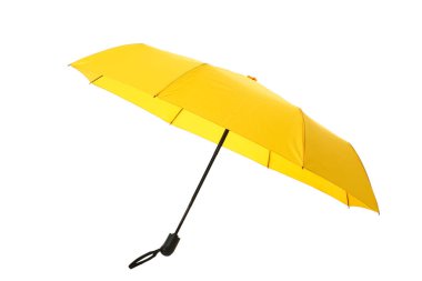 PNG, beyaz arkaplanda izole edilmiş sarı şemsiye.
