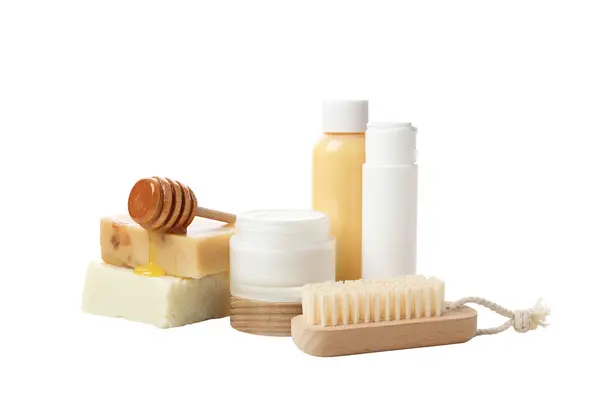 Png Kosmetyki Miodowe Produkty Samodzielnej Pielęgnacji Izolowane Białym Tle — Zdjęcie stockowe