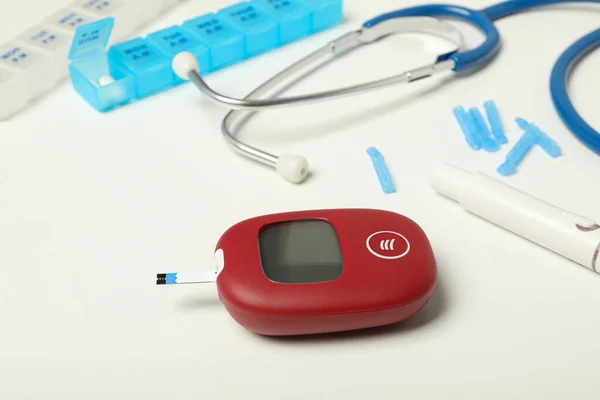 Glucomètre Pour Mesurer Taux Sucre Concept Traitement Diabète — Photo