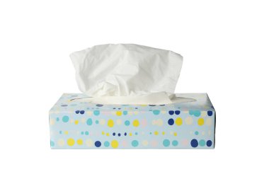 PNG, beyaz arkaplanda izole edilmiş peçeteli mavi kağıt kutu