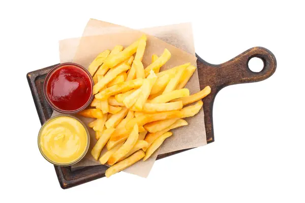 Png French Fries Sauces Isolated White Background — Stock Photo, Image
