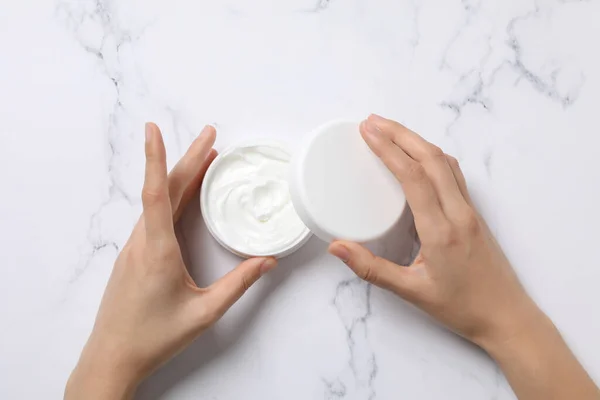 Concept of skin care, cream cosmetic, top view