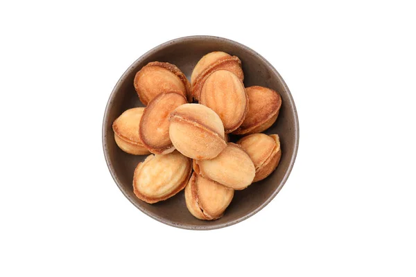 Png Cookies Nuts Condensed Milk Bowl Isolated White Background — 图库照片