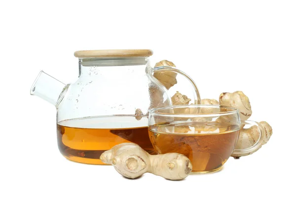 Png Cup Teapot Tea Ginger Isolated White Background — Stock Photo, Image