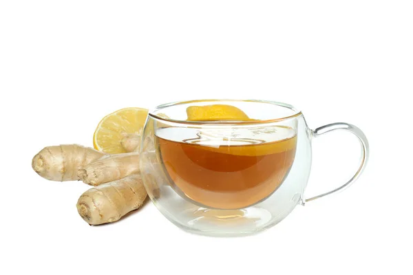Png Cup Tea Ginger Lemon Isolated White Background — Stock Photo, Image