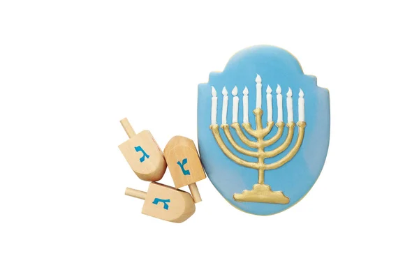 Png Gingerbread Hanukkah Wooden Toys Isolated White Background — Stock Photo, Image