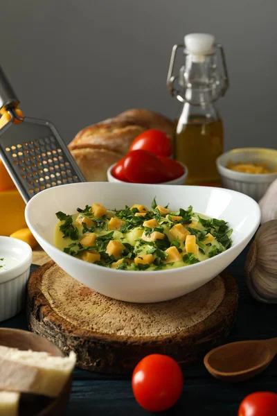 Sabroso Concepto Almuerzo Con Deliciosa Sopa Queso —  Fotos de Stock