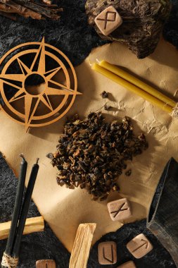 Büyü, okült, esrarengiz, kehanet ve cadı kavramı.