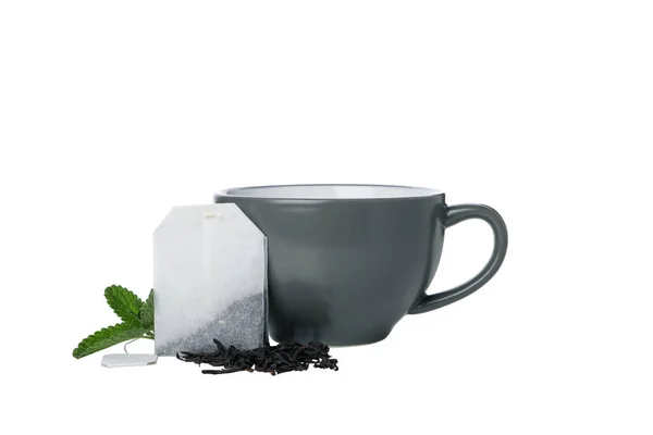 Png Ένα Φακελάκι Τσάι Ένα Φλιτζάνι Απομονώνονται Λευκό Φόντο — Φωτογραφία Αρχείου