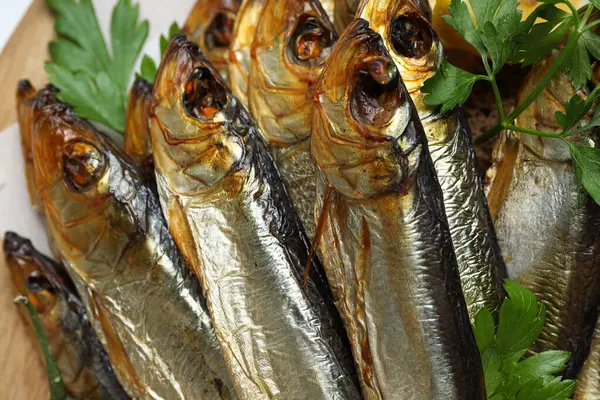 Concepto Comida Sabrosa Delicioso Pescado Ahumado —  Fotos de Stock