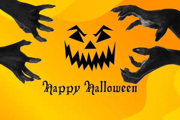 Geschilderde Handen Met Een Ontwerp Stijl Van Halloween — Stockfoto
