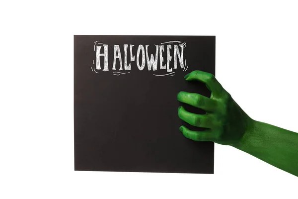 Painted Hands Halloween Style Blackboard Text — Stock Photo, Image
