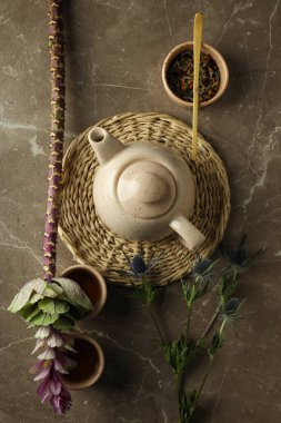 Sıcak ve lezzetli içecek konsepti - Asya çayı