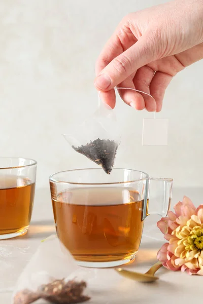 Concept of hot drink for drinking in cold season - tea