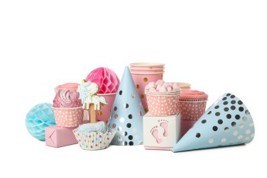 Beyaz arkaplanda izole edilmiş PNG, Sweets, paper boxes, cup and caps