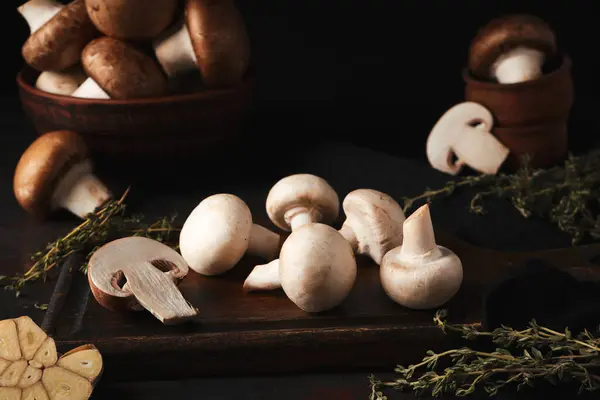 Mushrooms, concept of autumn food, autumn harvest