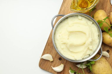 Patates püresi, lezzetli ve lezzetli yemek kavramı.