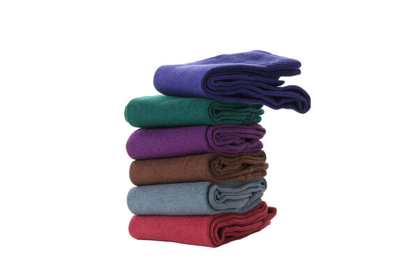 PNG, разноцветные носки, изолированные на белом фоне.