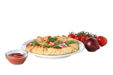 PNG, Galette, sebze ve sos, beyaz arka planda izole