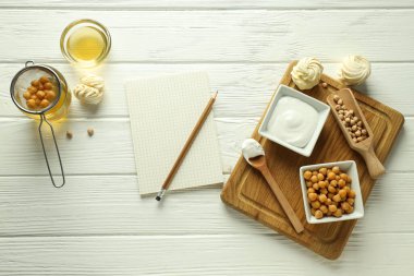 Aquafaba, vejetaryen yemek ve yemek kavramı.