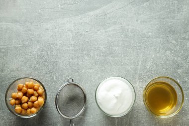 Aquafaba, vejetaryen yemek ve yemek kavramı.