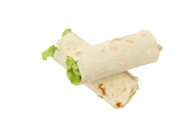PNG, taze shawarma, beyaz arka planda izole edilmiş.