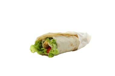 PNG, taze shawarma, beyaz arka planda izole edilmiş.