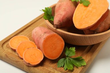 Tatlı patates, sağlıklı yiyecek konsepti, sebze.