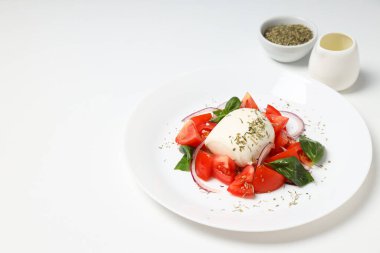 Salata Caprese, lezzetli ve lezzetli yemek kavramı.