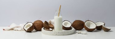 Hindistan cevizi sütü, lezzetli ve doğal içecek kavramı.