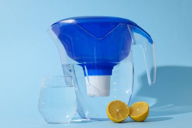 Taze limonlu ve camlı su filtresi