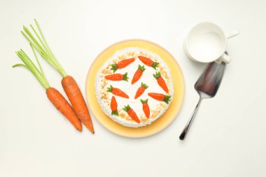 Lezzetli ve lezzetli yemek konsepti. Havuçlu kek.