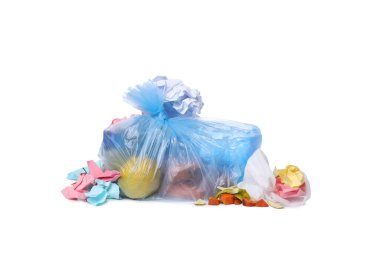 PNG, çöp torbası mavi, beyaz arka planda izole