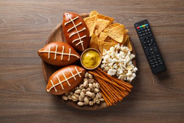 Çeşitli bira atıştırmalıkları, Superbowl konsepti.