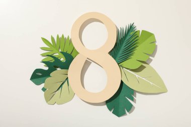 Sekiz numaralı kağıt, kağıt dekoratif yapraklı.