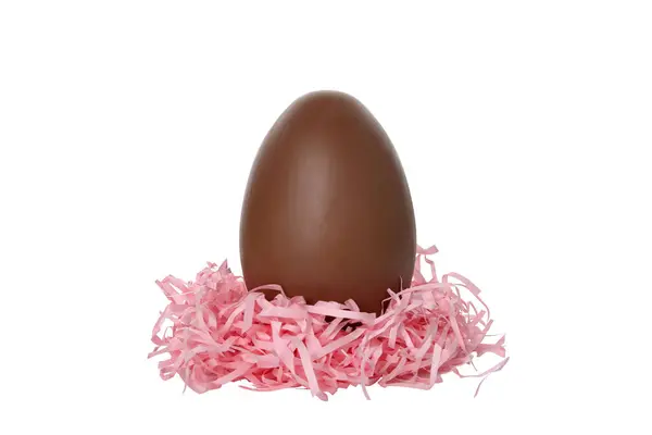 Png Шоколадное Яйцо Декоративном Гнезде Изолированные Белом Фоне Лицензионные Стоковые Изображения