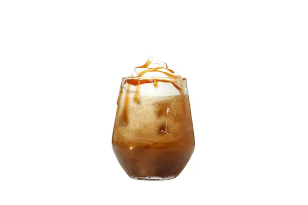 Png Glass Ice Coffee Cream Isolated White Background Top View Stok Foto Bebas Royalti
