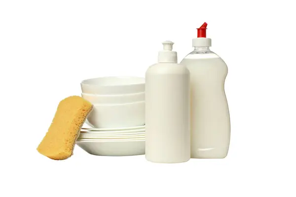 Png Detergent Губкою Посудом Ізольовані Білому Тлі — стокове фото