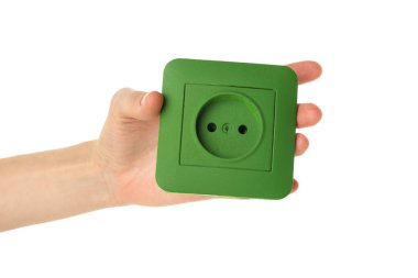 PNG, yeşil elektrik prizi, beyaz arkaplanda izole