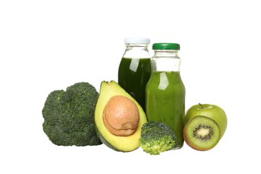PNG, cam şişedeki taze smoothie, beyaz arka planda izole edilmiş.