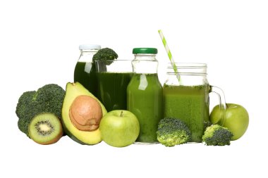 PNG, cam şişedeki taze smoothie, beyaz arka planda izole edilmiş.