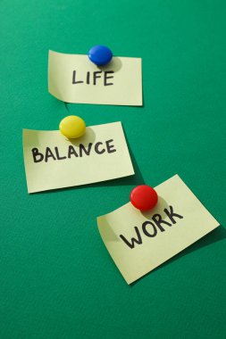 İş hayatı dengesi kavramı, tahtanın üzerindeki notlar.